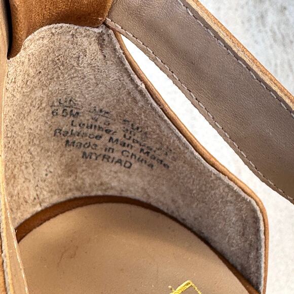 Franco Sarto Women’s Myriad Tan Leather Zip Platform Heels Size 6.5 M Sandals - Picture 11 of 12